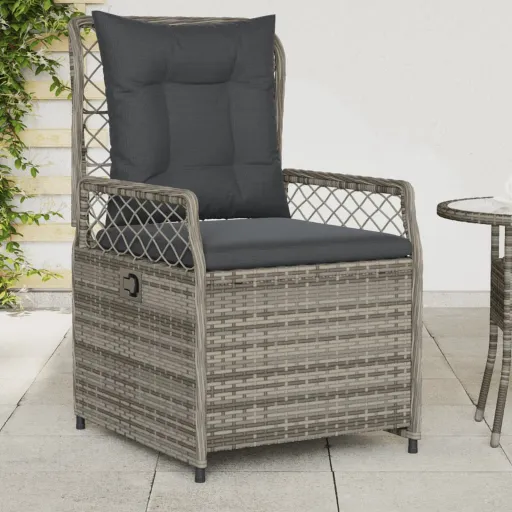 Cadeiras de Jardim Reclináveis   Vime PE Cinza (2 pcs)