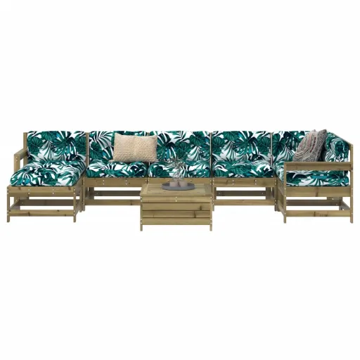 Conjunto Sofás de Jardim Madeira de Pinho Impregnada (8 pcs)