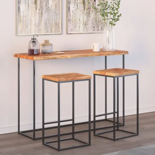 Tampo de Mesa Retangular Borda Viva 110x40x2,5 cm Acácia Maciça