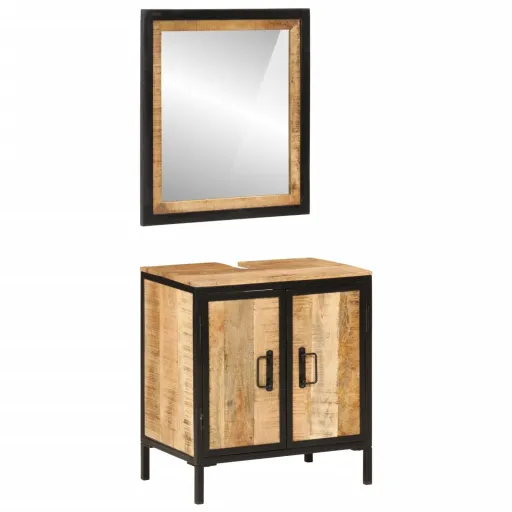 Conj. Móveis p/ Casa de Banho Ferro e Mangueira Maciça (2 pcs)
