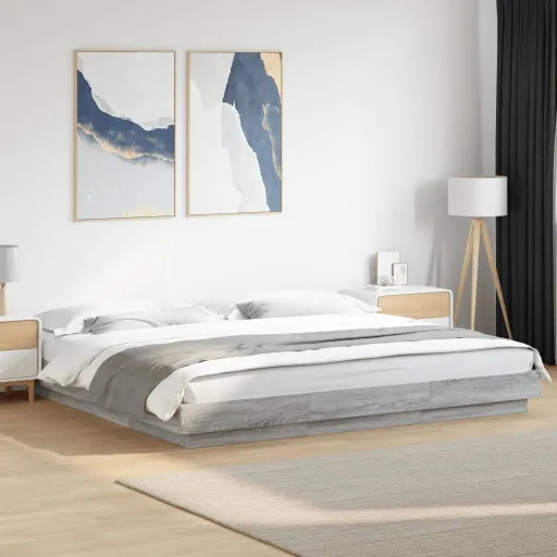 Estrutura de Cama 180x200 cm Derivados de Madeira Cinza Sonoma
