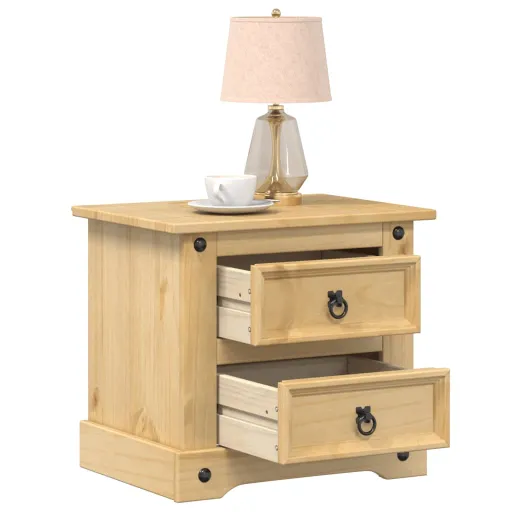 Mesa de Cabeceira Corona 53x39x47 cm Madeira de Pinho Maciça