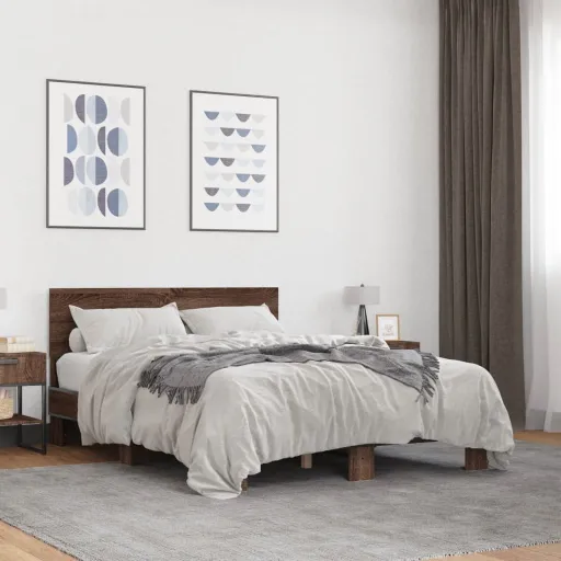 Estrutura de Cama 140x200cm Derivados Madeira/Metal