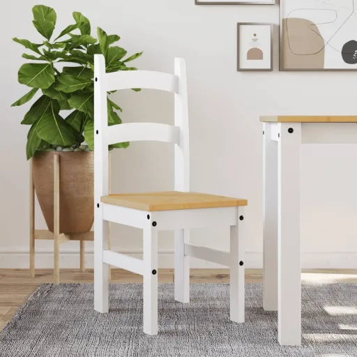 Cadeiras de Jantar   40x46x99 cm Pinho Maciço Branco (2 pcs)