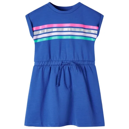 Vestido de Criança com Cordão Azul-Cobalto 128