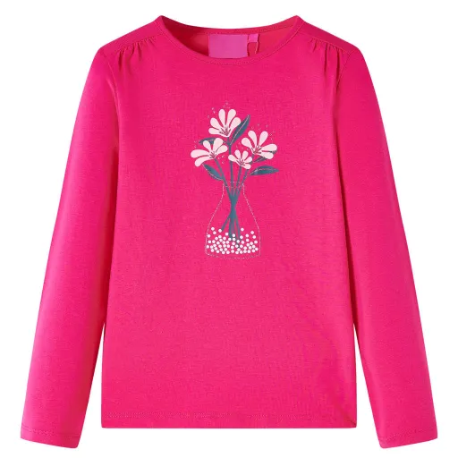 T-Shirt de Manga Comprida para Criança Rosa-Choque 116