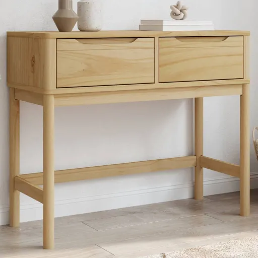 Mesa Consola FLORO 89,5x36,5x73 cm Pinho Maciço Castanho Mel