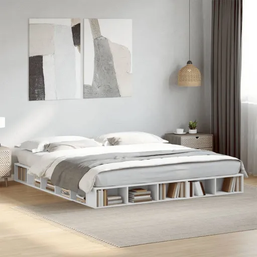 Estrutura de Cama 200x200 cm Derivados de Madeira Branco