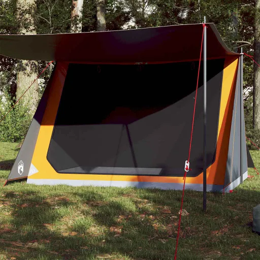 Tenda de Campismo p/ 2 Pessoas Tecido Impermeável Cinza/Laranja