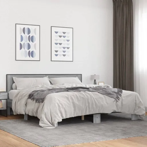Estrutura de Cama 200x200 cm Derivados Madeira/Metal