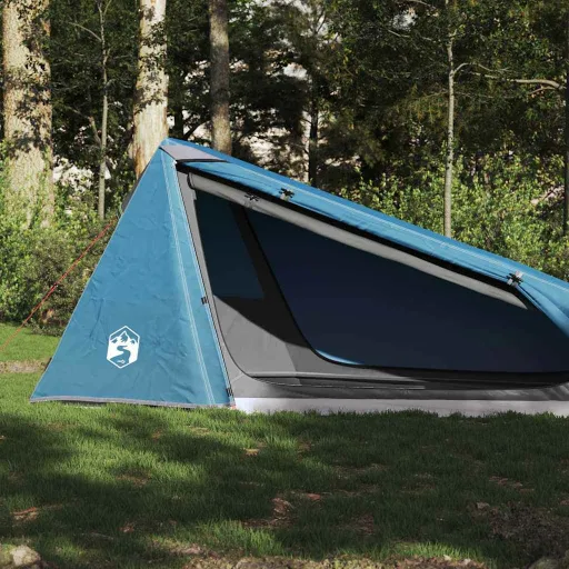 Tenda de Campismo Túnel para 1 Pessoa Impermeável Azul