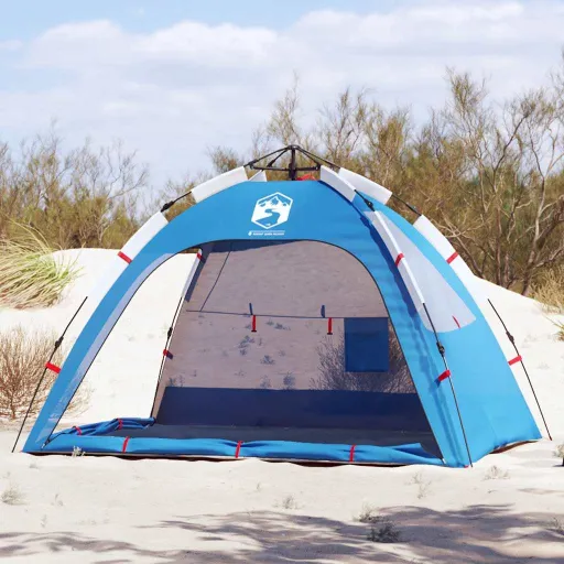 Tenda Praia 2 Pessoas Libertação Rápida Impermeável Azul Ciano