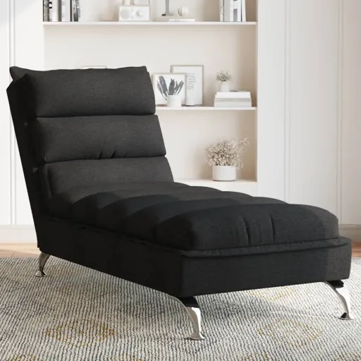Chaise Lounge com Almofadões Tecido Preto