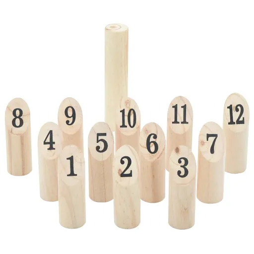 Conj. Jogo Kubb Numerado   c/ Saco Transporte Pinho Maciço (13 pcs)