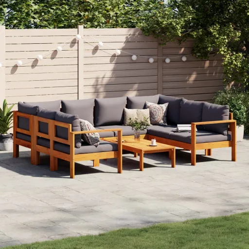 Conjunto de Sofás de Jardim com Almofadões Acácia Maciça (6 pcs)