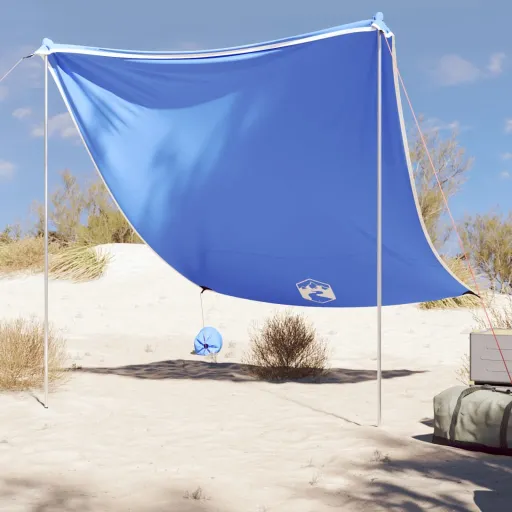 Toldo de Praia com Âncoras de Areia 214x236 cm Azul