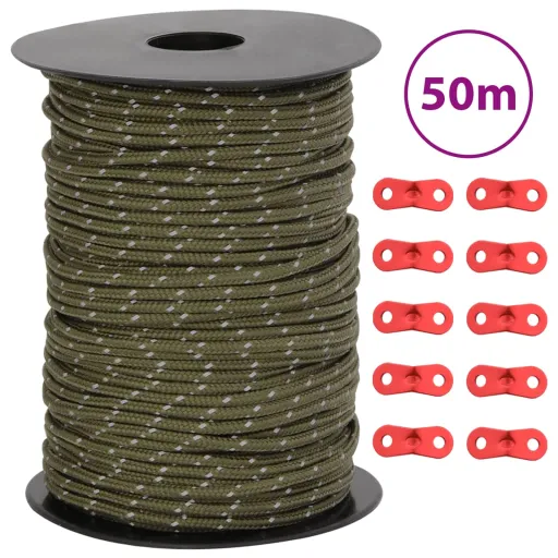 Corda para Tenda com Tiras Refletoras e Esticadores 50 m 3 mm