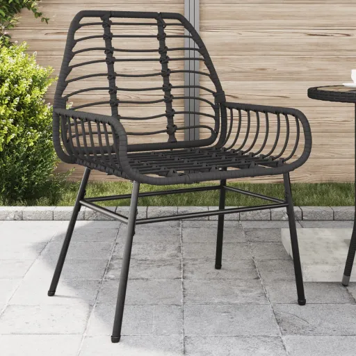 Conjunto 2 Cadeiras de Jardim, Vime, Preto