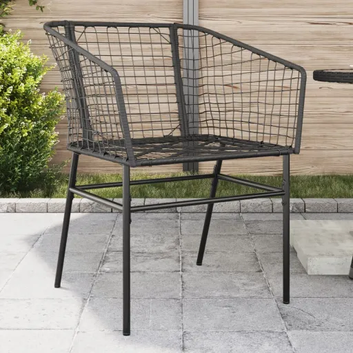 Conjunto 2 Cadeiras de Jardim, Vime, Preto