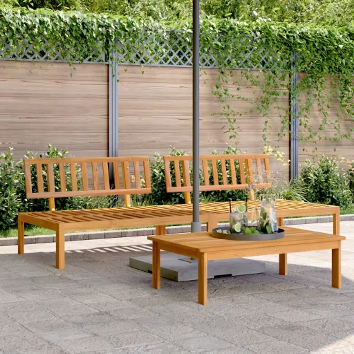 Sofá de Centro Paletes   p/ Jardim Madeira de Acácia Maciça (2 pcs)