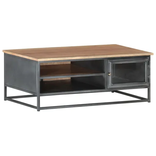 Mesa de Centro 90x50x35 cm Madeira de Acácia Maciça Cinzento