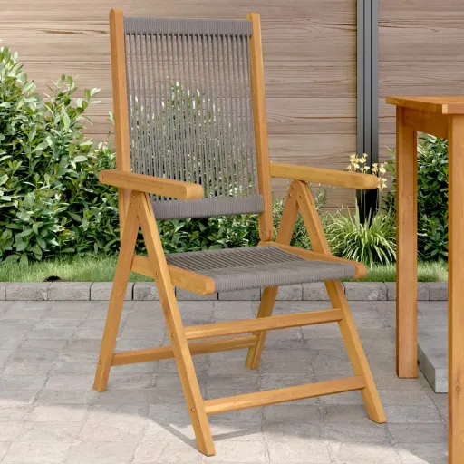 Cadeiras de Jardim   Acácia Maciça e Polipropileno Cinzento (2 pcs)