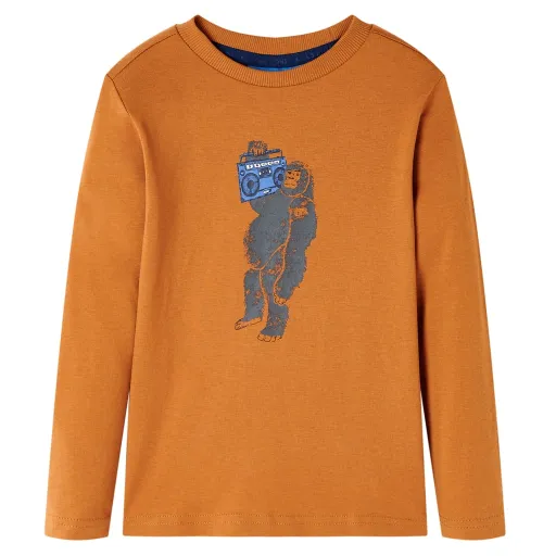 T-Shirt de Manga Comprida para Criança Ocre-Escuro 128