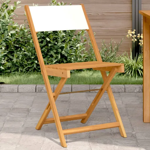 Cadeiras Bistrô   Madeira Acácia Maciça/Tecido Branco Nata (2 pcs)