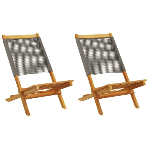 Cadeiras de Jardim   Acácia Maciça e Polipropileno Cinzento (2 pcs)