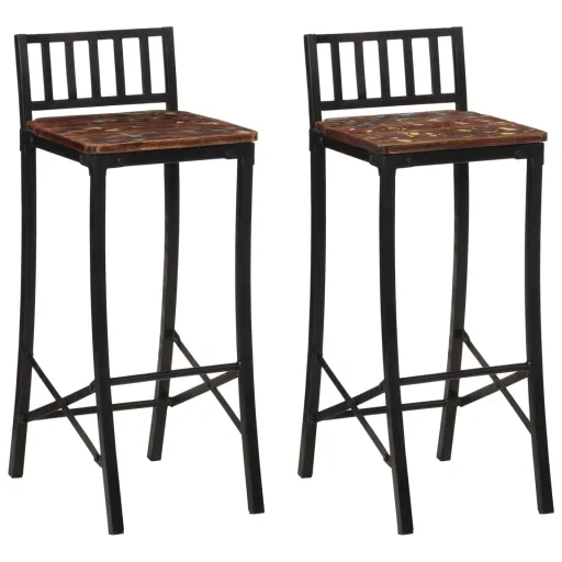 Cadeiras de Bar   Madeira Recuperada Maciça (2 pcs)