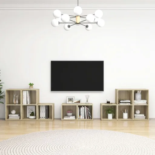 Conjunto Móveis de TV Derivados Madeira Carvalho Sonoma (8 pcs)