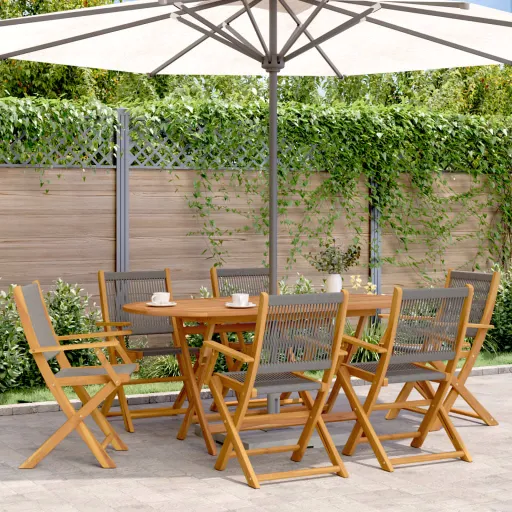 Cadeiras de Jardim Dobráveis   Madeira Acácia Maciça Cinza (6 pcs)