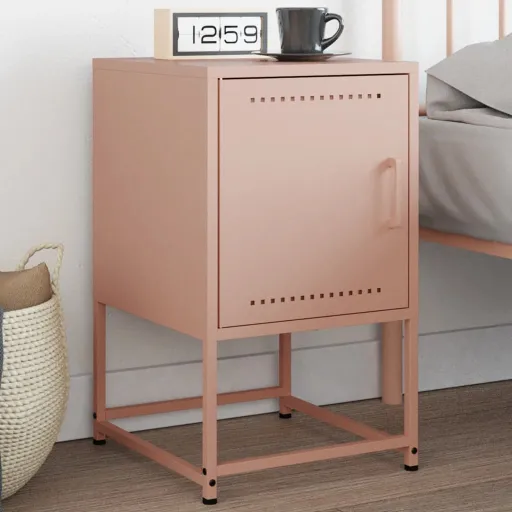 Mesa de Cabeceira 36x39x60,5 cm Aço Rosa