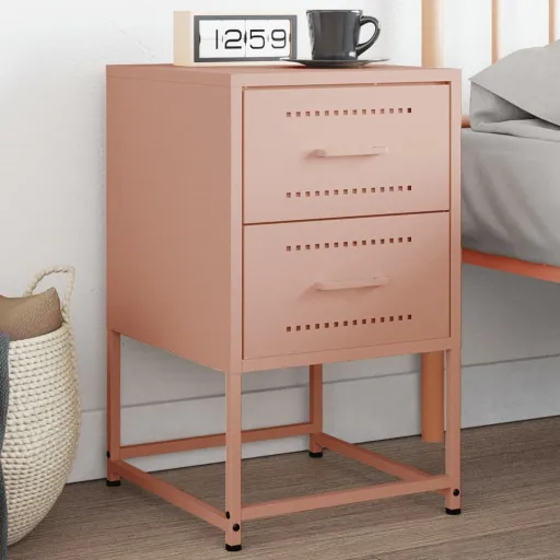 Mesa de Cabeceira 36x39x60,5 cm Aço Rosa