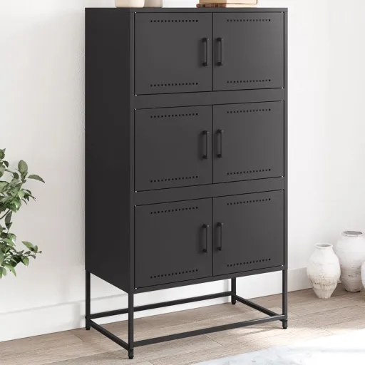 Aparador 68,5x38,5x123,5 cm Aço Preto