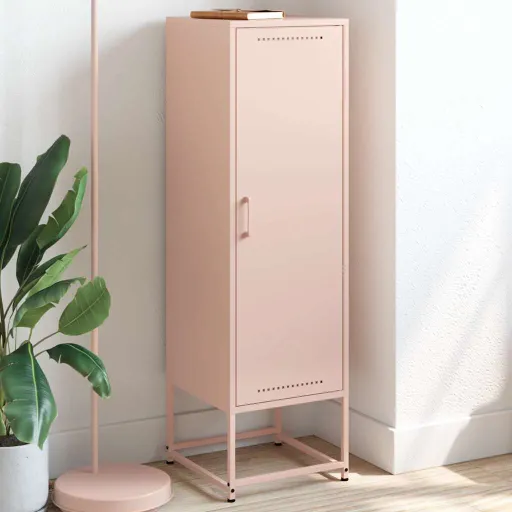 Aparador Alto 36x39x123 cm Aço Rosa