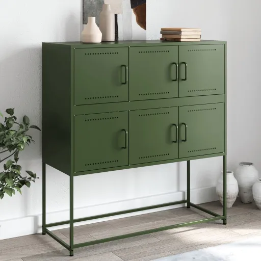 Aparador 100,5x39x107 cm Aço Verde-Azeitona