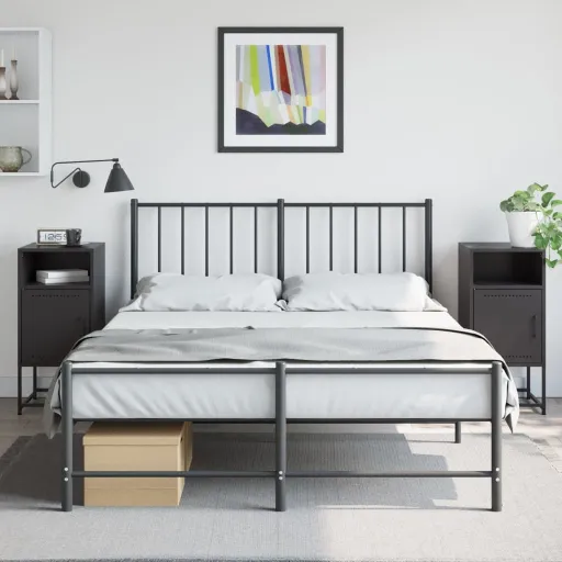 Mesas de Cabeceira   36x39x78 cm Aço Preto (2 pcs)