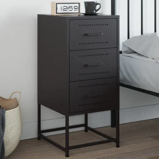 Mesa de Cabeceira 36x39x78 cm Aço Preto