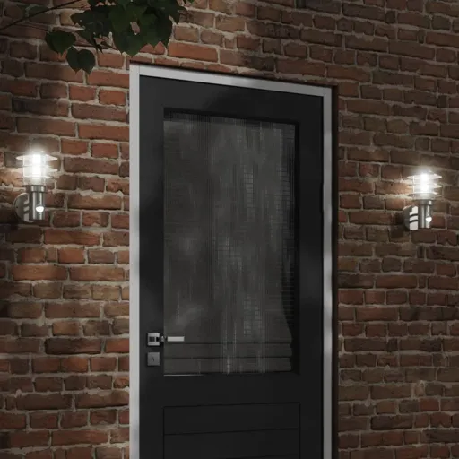 Candeeiros Parede p/ Exterior c/ Sensor   Aço Inox. Prateado (2 pcs)