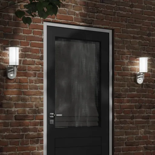 Candeeiro de Parede Exterior com Sensor Aço Inoxidável Prateado