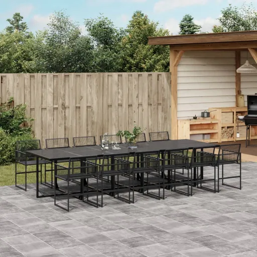 Conjunto de Jantar p/Jardim Vime PE Preto (13 pcs)