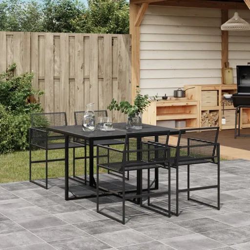 Conjunto de Jantar p/ Jardim Vime PE Preto (5 pcs)