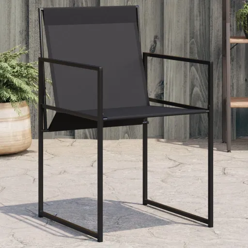 Cadeiras de Jardim   Aço e Textilene Preto (4 pcs)