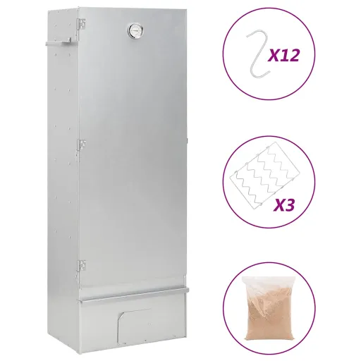 Defumador BBQ c/ Aparas Madeira 44,5x29x110 cm Aço Galvanizado