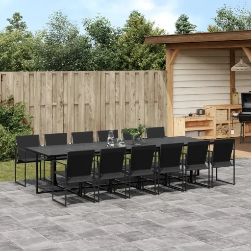 Conjunto de Jantar para Jardim Textilene Preto (13 pcs)