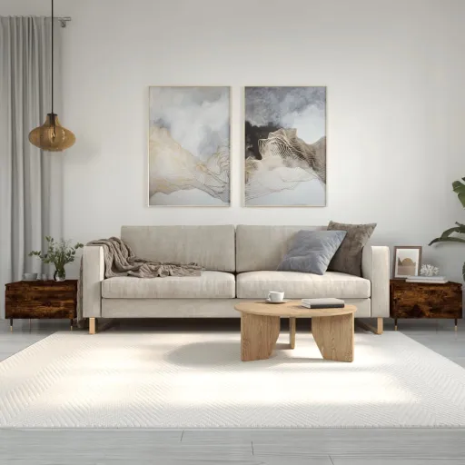 Mesas de Centro   50x46x35cm Deriv. Madeira Carvalho Fumado (2 pcs)