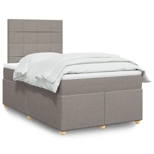 Cama Boxspring c/ Colchão 120x190cm Tecido Castanho-Acinzentado