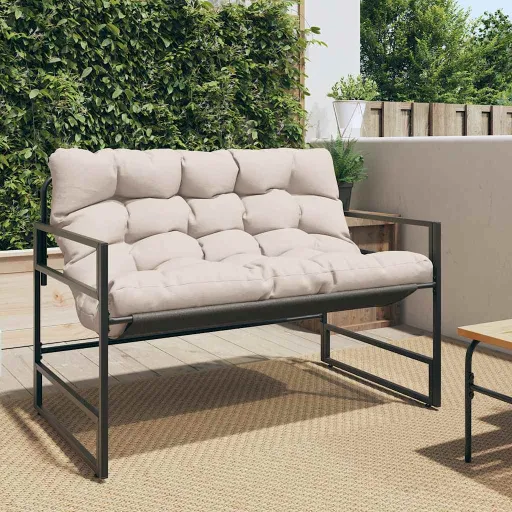 Banco de Jardim com Almofadão 113 cm Aço Cinzento-Acastanhado