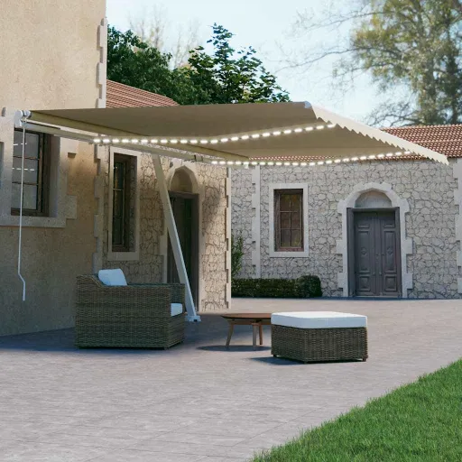 Toldo Automático com LED e Sensor de Vento 600x300 cm Cor Creme
